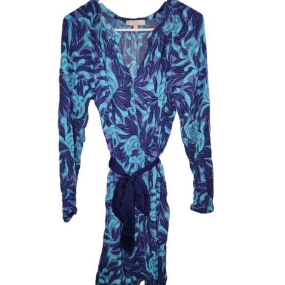 Banana Republic Rayon Lavender/Teal/Bluish Purple Dress Size 8 Easter - Picture 8 of 14